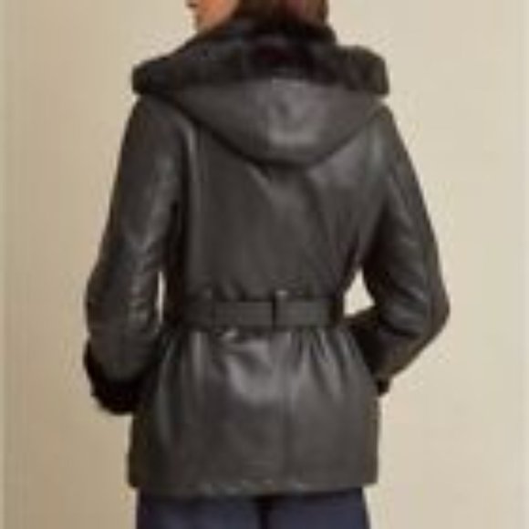 Wilson's Leather Genevieve Belted Leather Jacket Large - Picture 11 of 12